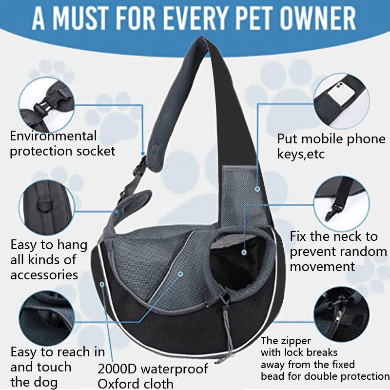 Sac de Transport Bandoulière Oxford pour Chat et Petit Chien – Léger et Respirant