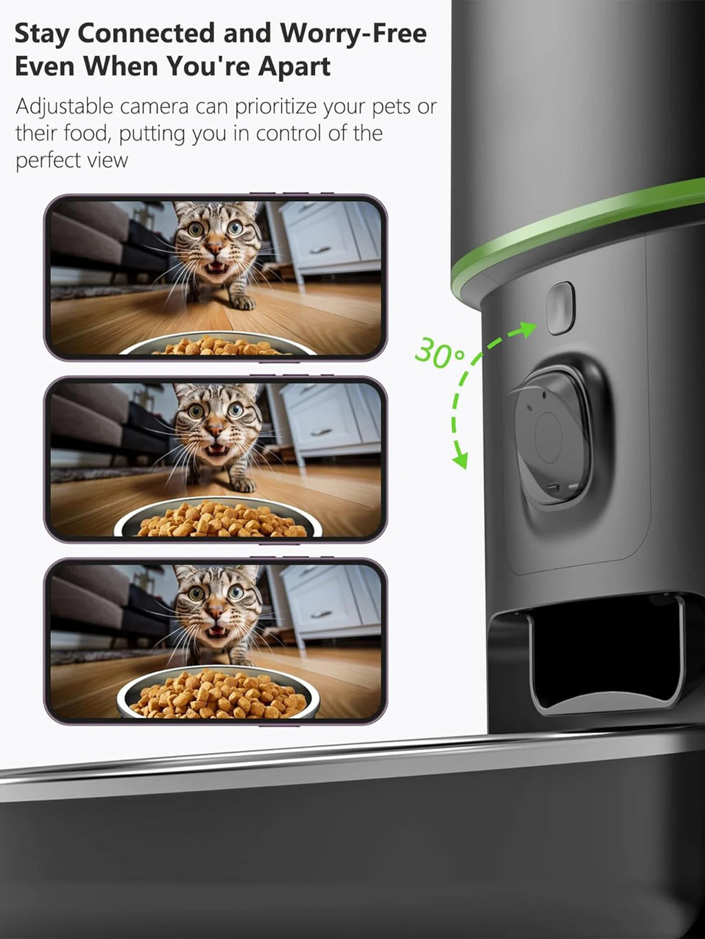 Mangeoire Automatique Connectée avec Caméra HD 1080P pour Chien et Chat – WiFi 2,4G/5G et Contrôle par Application