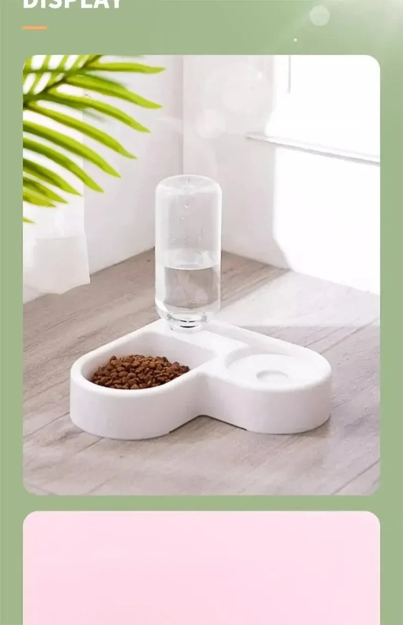 Bol Double pour Chien et Chat avec Distributeur Automatique d'Eau – Gamelle Anti-Basculement 2-en-1