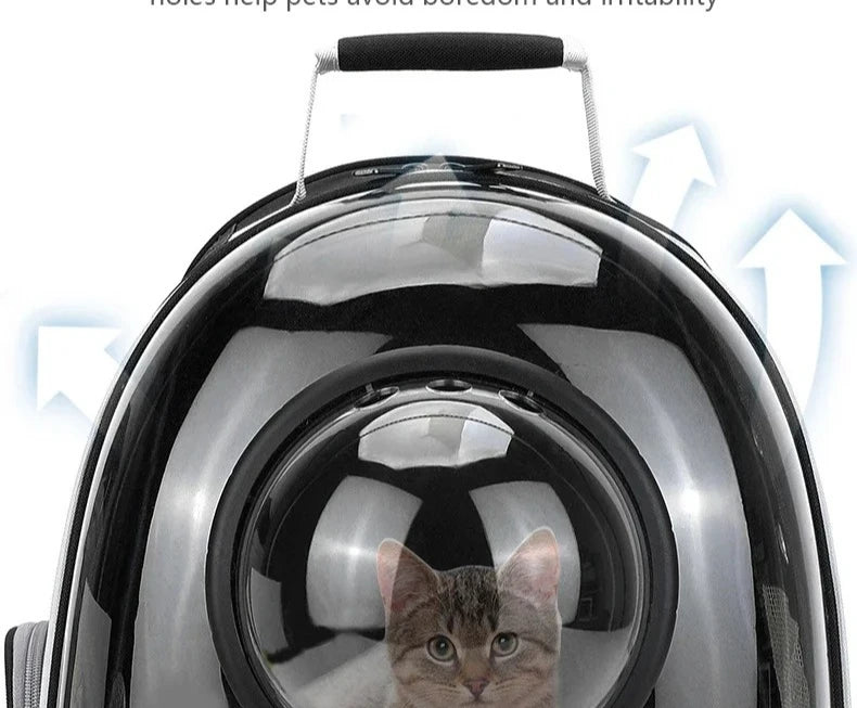 Sac à Dos Capsule Transparent pour Chat et Petit Chien – Respirant avec Ventilation et Poche Latérale