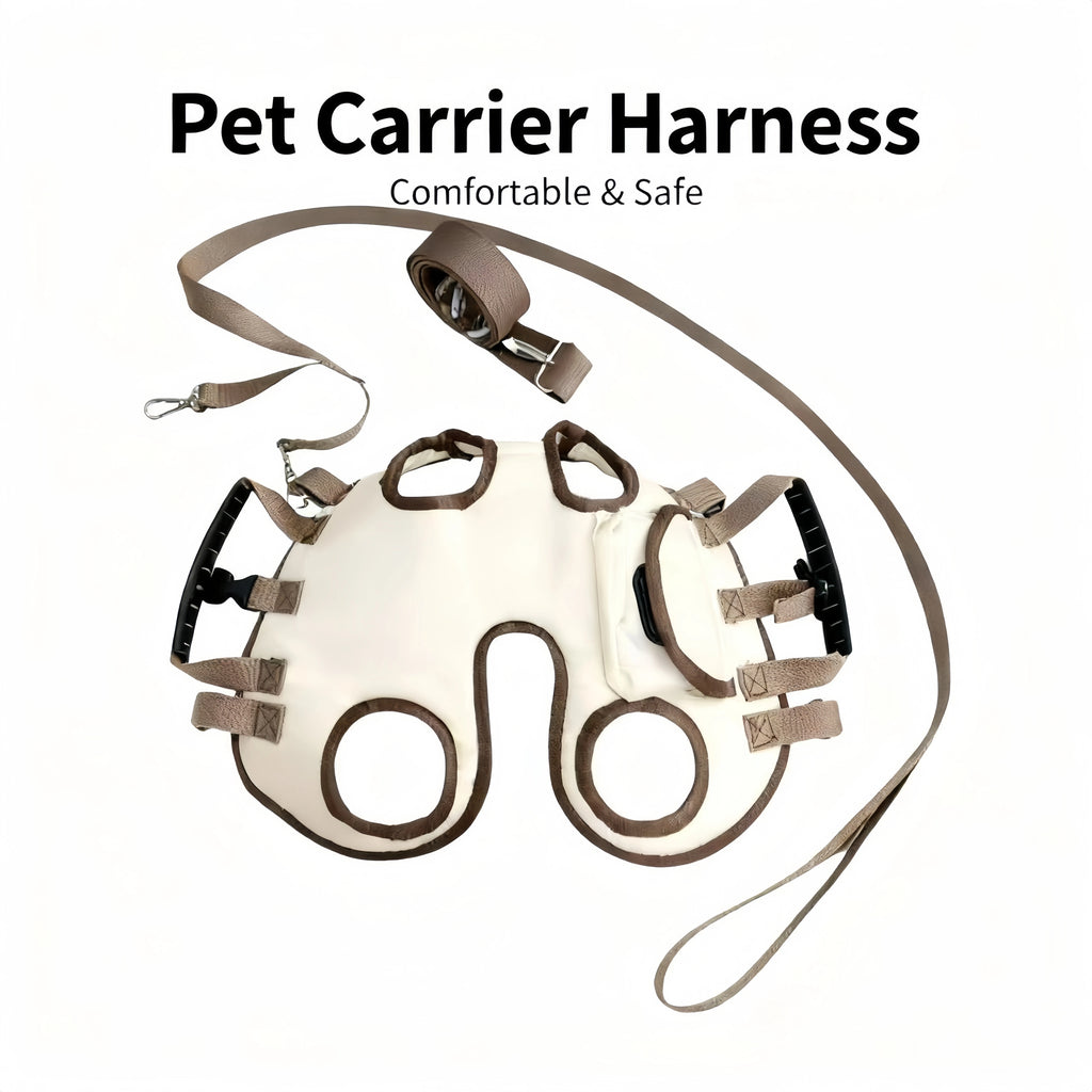 Pet carrier harness with straps on a white background